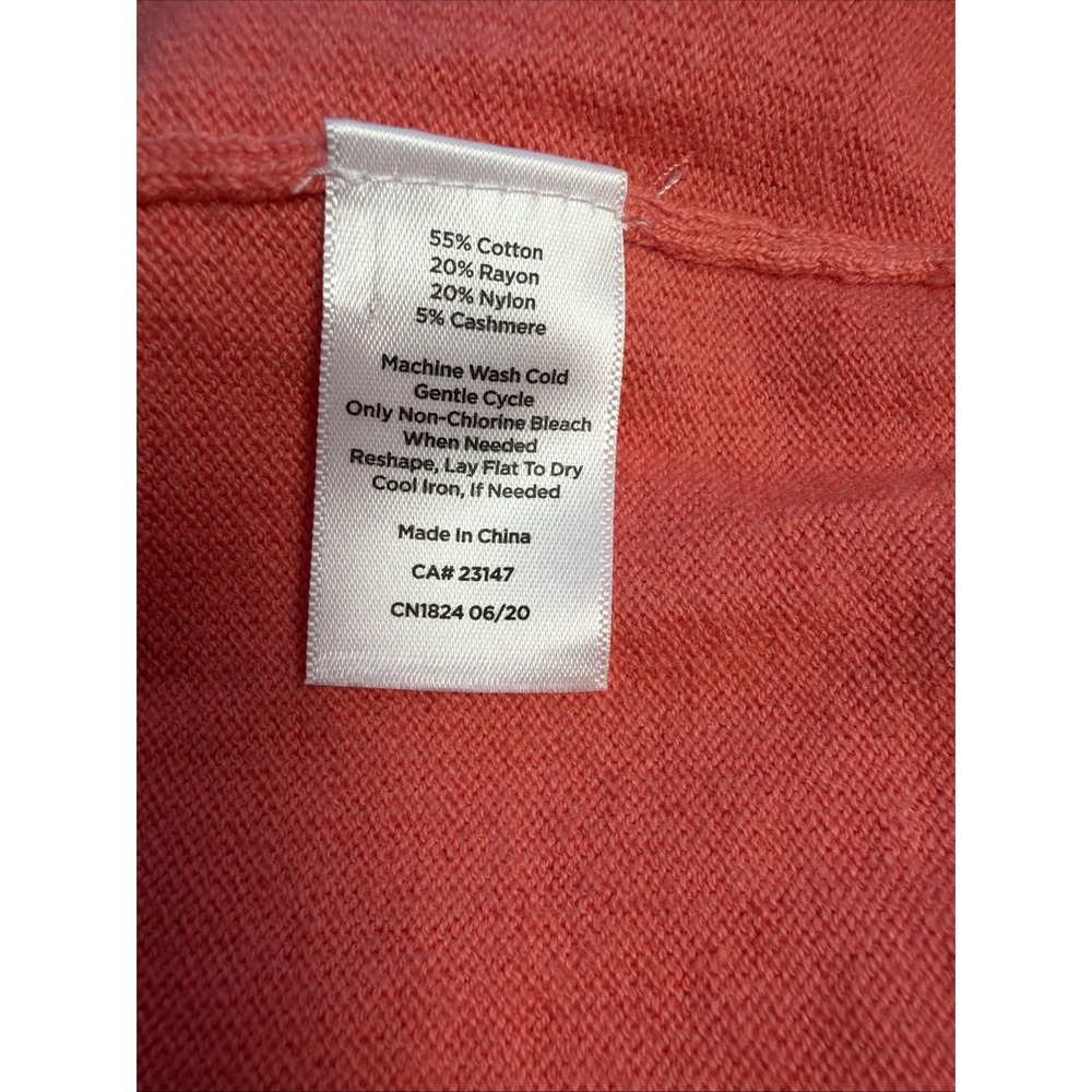 Talbots Women Cardigan Sweater Top Size L Gold Buttons Salmon Cashmere Preppy - Picture 4 of 6
